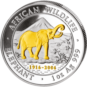 1000 Sh Elefant Goldveredelt 2006