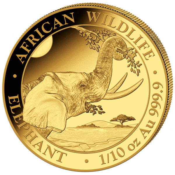 100 Sh Elefant 1/10 oz Au 2023