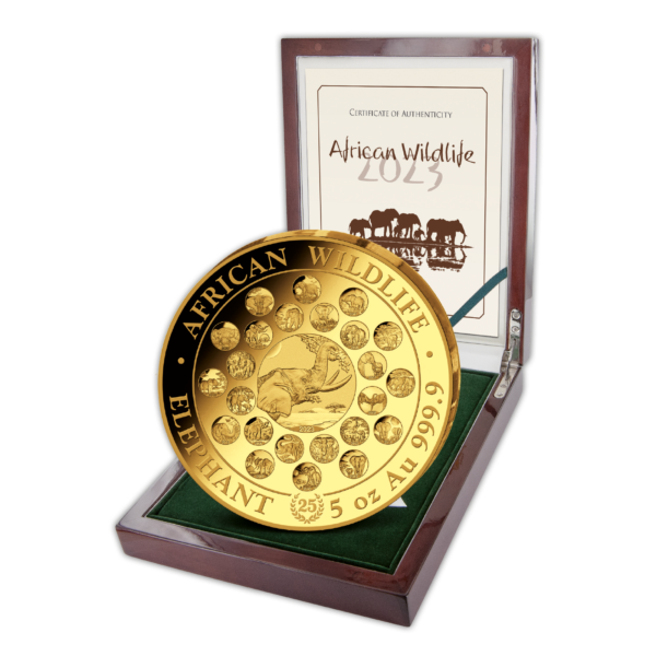 1500 Sh Elefant 5 oz Au 25 Jahre Jubiläum 2023