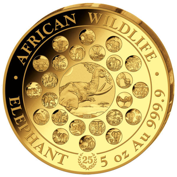 1500 Sh Elefant 5 oz Au 25 Jahre Jubiläum 2023 – Bild 2